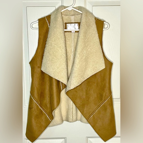Xhilaration Jackets & Blazers - Suede and Sherpa Tan Vest by Xhilaration